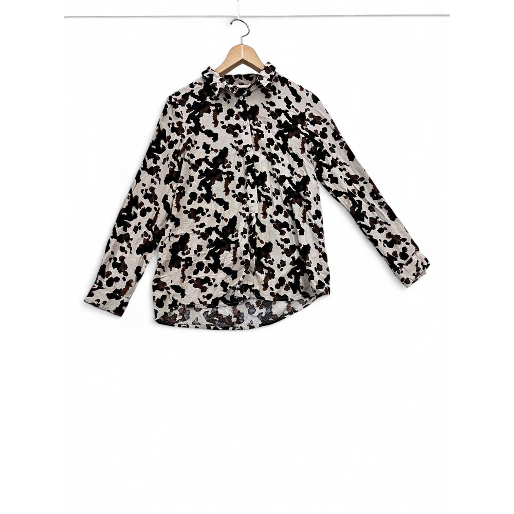 Ichi Women's Button-Down Shirt Animal Spot‎ Print, M